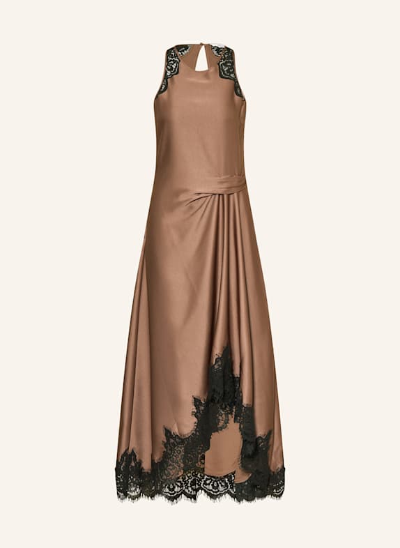 REISS Satinkleid ANAIS mit Spitze BRAUN/ SCHWARZ
