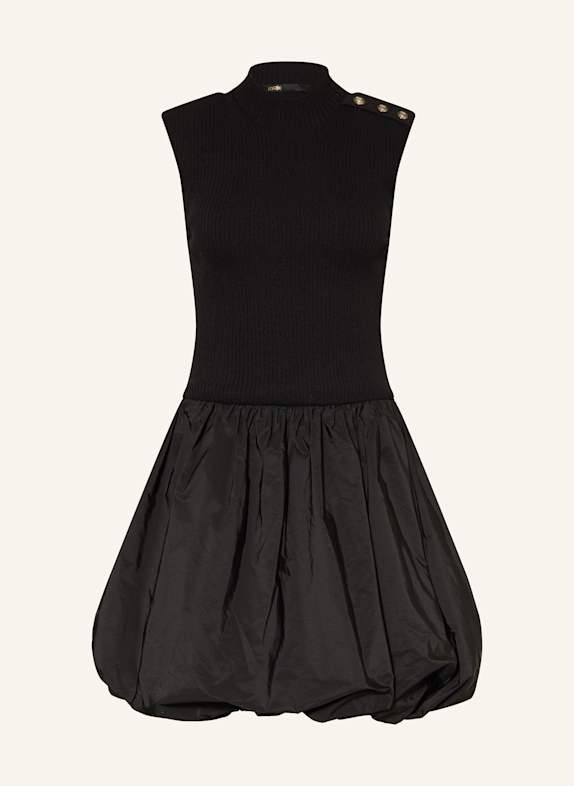 maje Kleid im Materialmix SCHWARZ