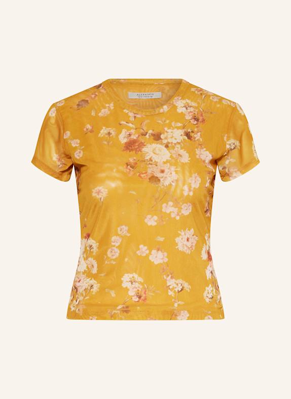 ALLSAINTS T-Shirt ELLIE aus Mesh DUNKELGELB/ ALTROSA/ ECRU