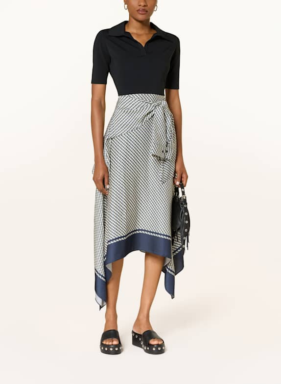 maje Kleid im Materialmix SCHWARZ / CREME