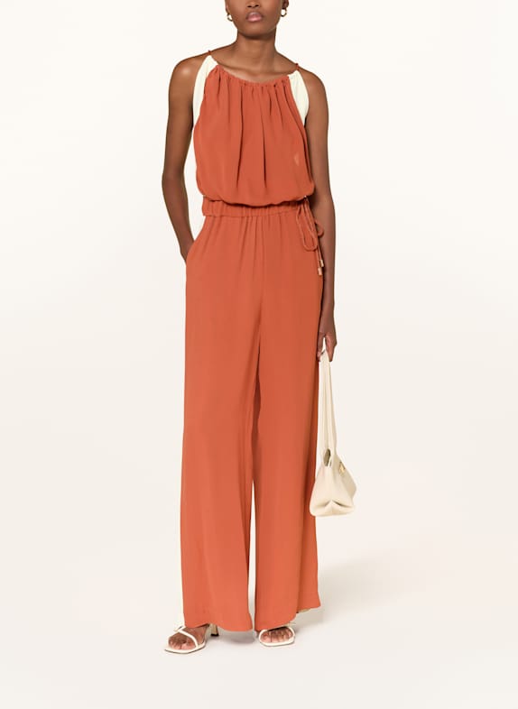 REISS Jumpsuit INEZ DONKERORANJE / ECRU