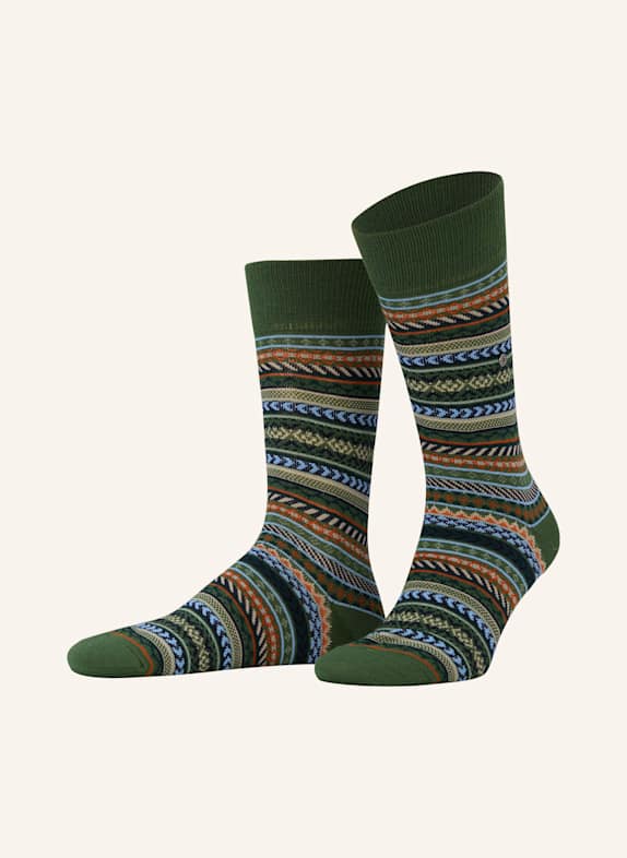 Burlington Strümpfe FAIR ISLE 7045 ASPARAGUS