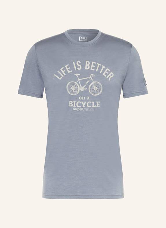 super.natural T-shirt BETTER BIKE z wełną merino JASNONIEBIESKI