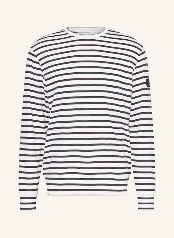 super.natural Sweat-shirt SOLUTION STRIPE avec laine mérinos BLANC/ NOIR
