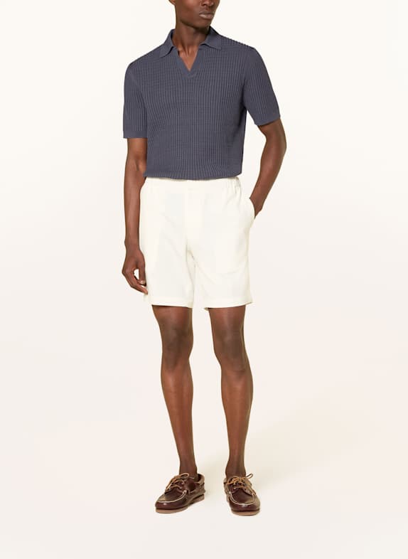 REISS Strikket polo-shirt MERIT MØRKEBLÅ