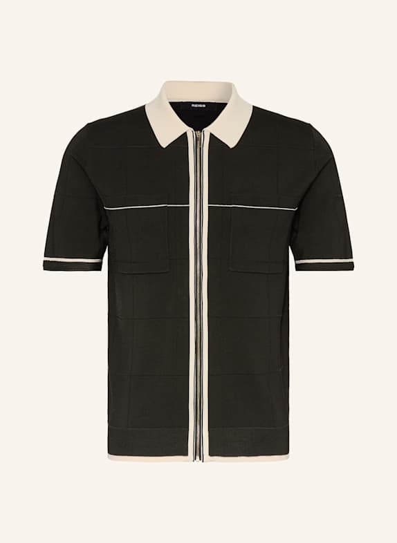 REISS Koszula z dzianiny BAXTER slim fit CZARNY/ ECRU