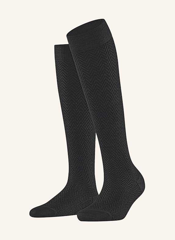 FALKE Knee-high socks FABLE ESTATE 3000 BLACK
