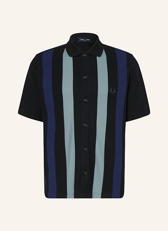 FRED PERRY Kurzarm-Hemd Relaxed Fit DUNKELBLAU/ BLAU/ MINT