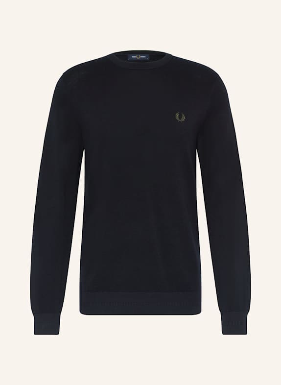 FRED PERRY Piqué-Pullover DUNKELBLAU