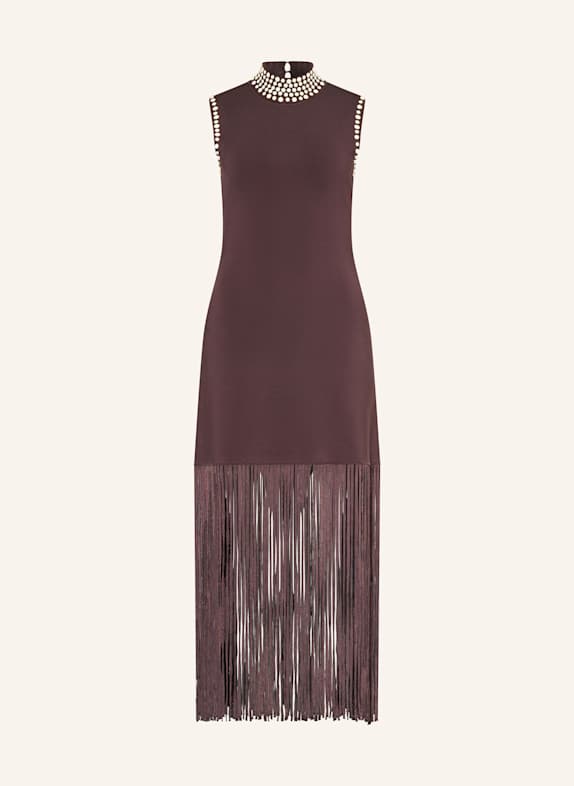 SANDRO Strickkleid mit Schmucksteinen BRAUN