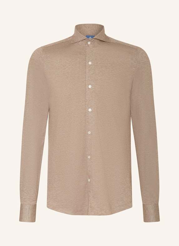 FINAMORE 1925 Piqué-Hemd TORONTO SERGIO Slim Fit TAUPE