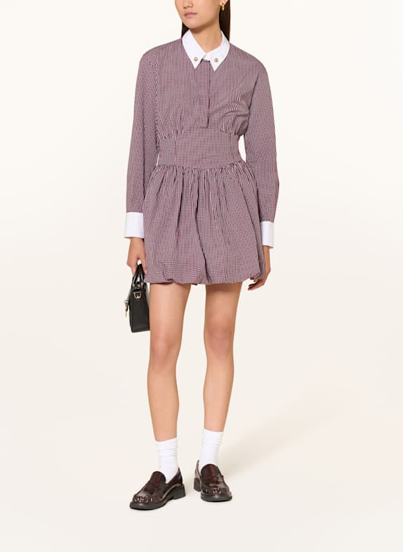 CLAUDIE PIERLOT Hemdblusenkleid DUNKELROT/ WEISS