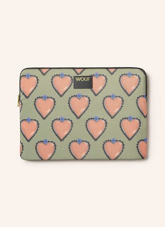 WOUF Laptop sleeve BROWNIE LIGHT GREEN/ PINK