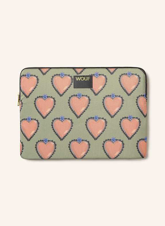 WOUF Laptop sleeve BROWNIE LIGHT GREEN/ PINK