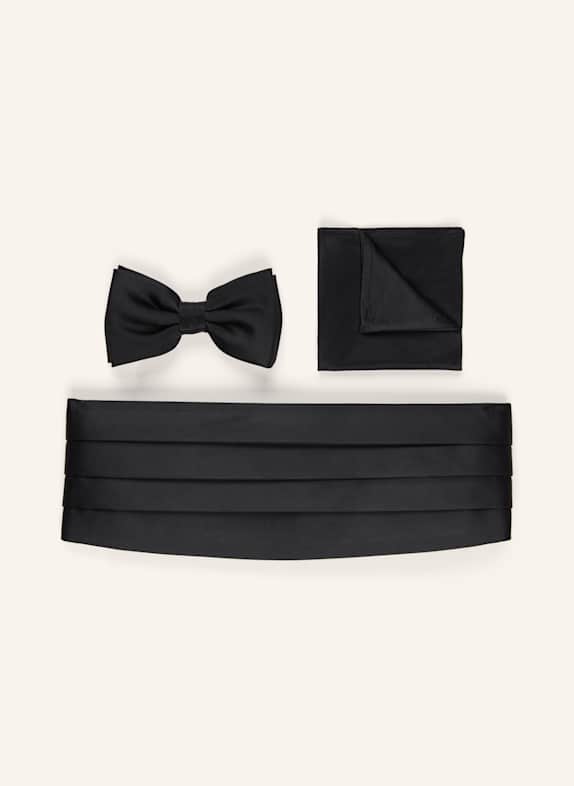 WILVORST Set: Kummerbund, Einstecktuch und Fliege SCHWARZ