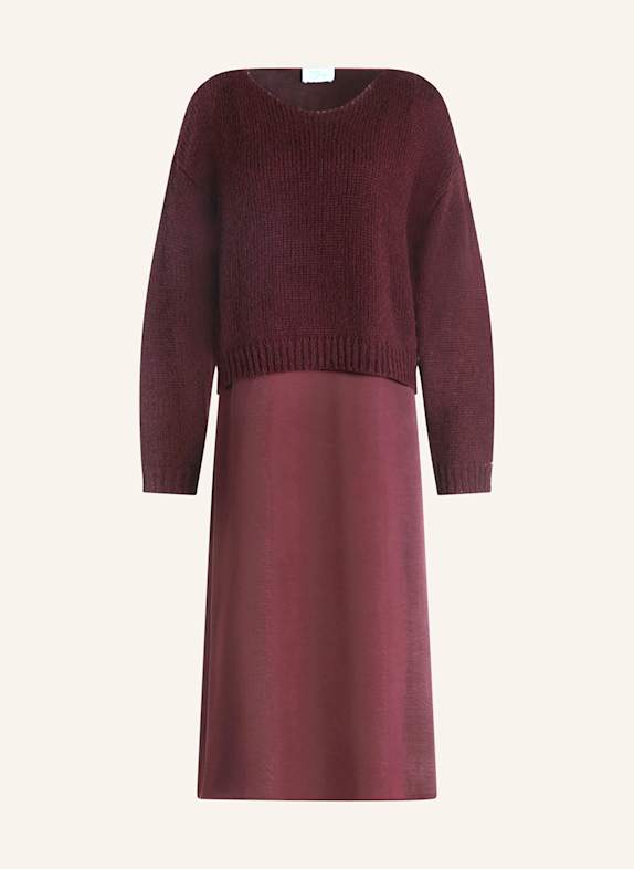 ROBE LÉGÈRE Zestaw: sukienka i sweter CIEMNOCZERWONY