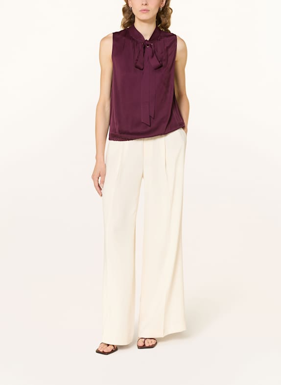 Oui Top chemisier en satin ROUGE FONCÉ