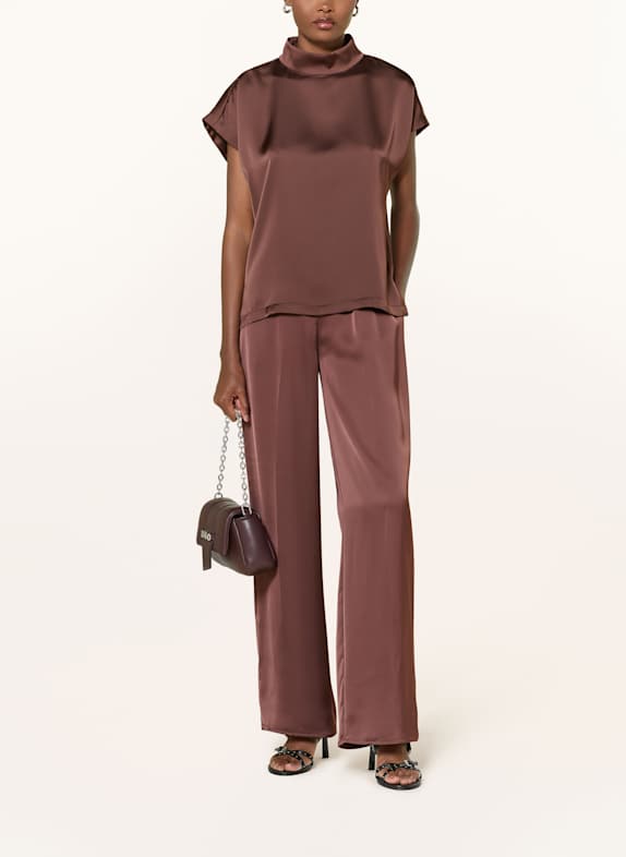 HUGO Blouse CANELI-1 van satijn 201 DARK BROWN