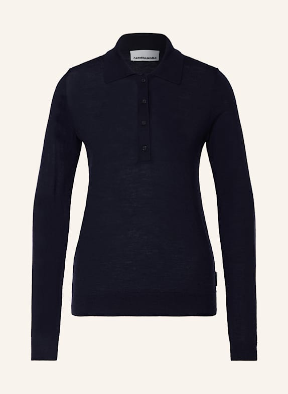 ARMEDANGELS Koszulka polo z dzianiny MAARGAUX z wełny merino GRANATOWY