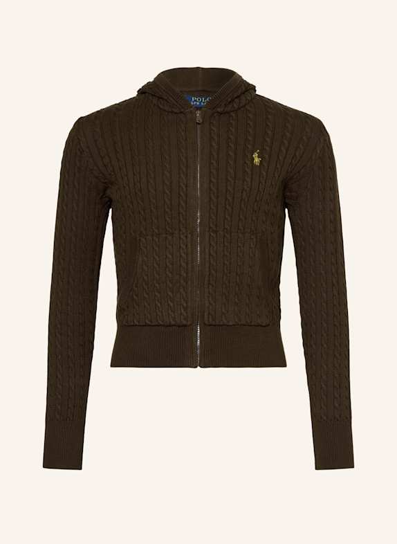 T-Shirt mit Lochstickereien Strickjacke DUNKELBRAUN