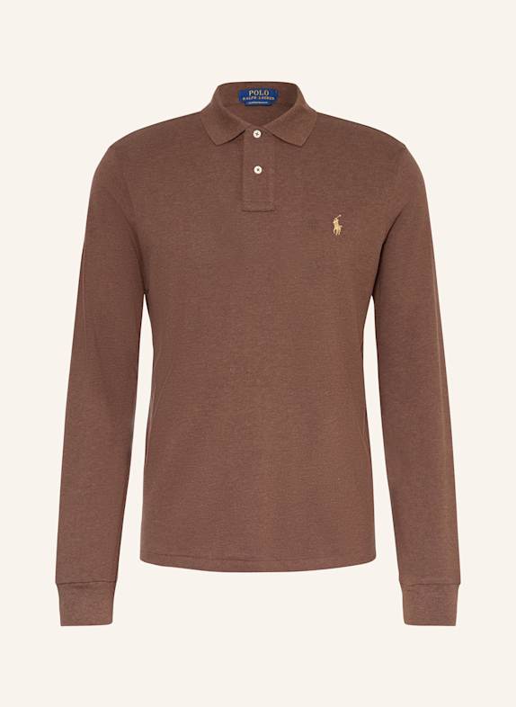 POLO RALPH LAUREN Piqué polo shirt custom slim fit DARK BROWN