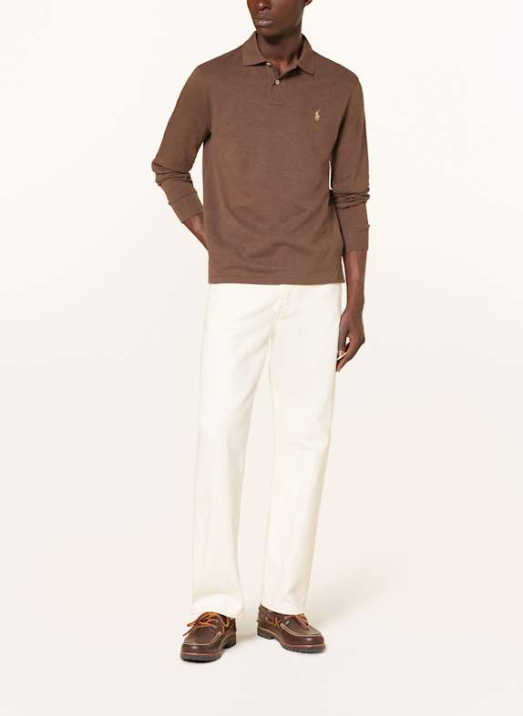 POLO RALPH LAUREN Piqué poloshirt Custom Slim Fit MARRON FONCÉ