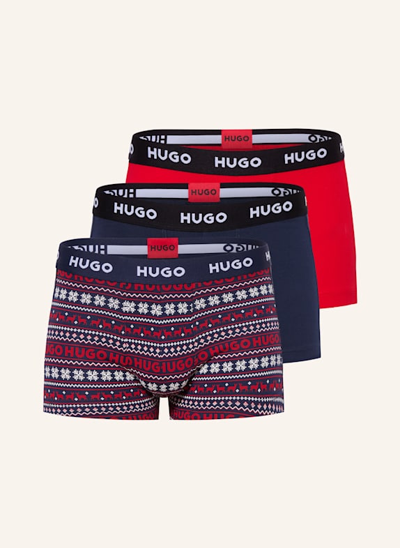 HUGO 3er-Pack Boxershorts DUNKELBLAU/ ROT/ WEISS