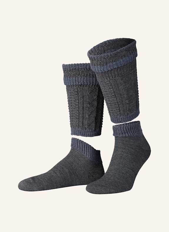 LUSANA Loferl aus Merinowolle 5207 grau/jeanblau