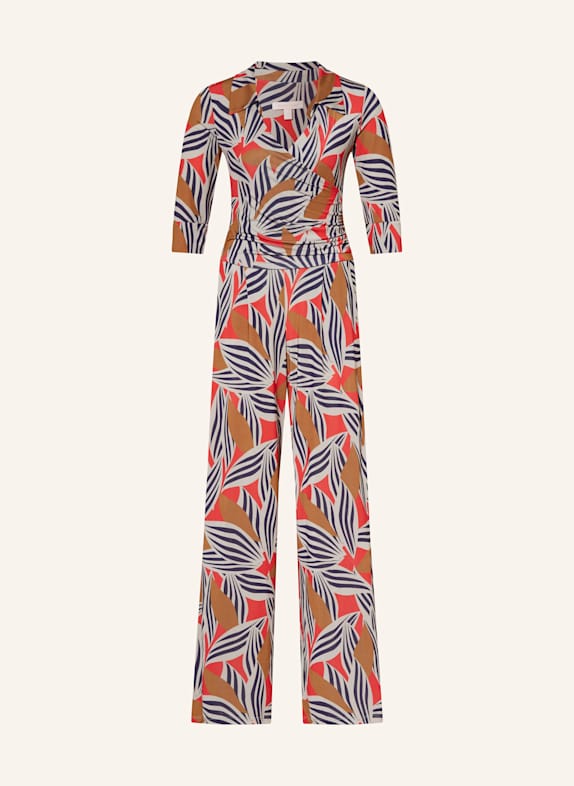 marivie Jumpsuit mit 3/4-Arm TAUPE/ DUNKELBLAU/ DUNKELORANGE