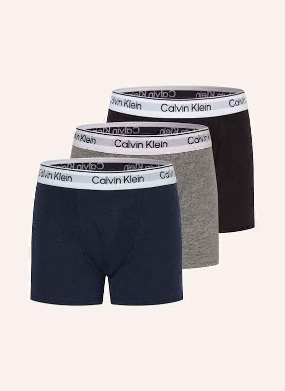 Calvin Klein 3er-Pack Boxershorts ICON COTTON STRETCH DUNKELBLAU / GRAU / SCHWARZ
