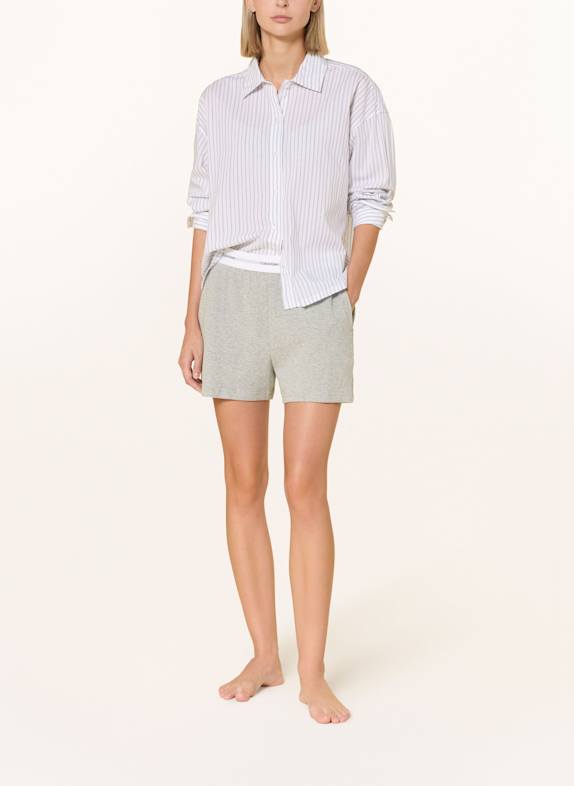 Calvin Klein Slaapshirt COTTON POPLIN WIT / DONKERGRIJS / LICHTGRIJS