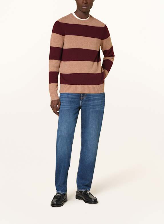TOMMY HILFIGER Pullover DUNKELROT / HELLBRAUN