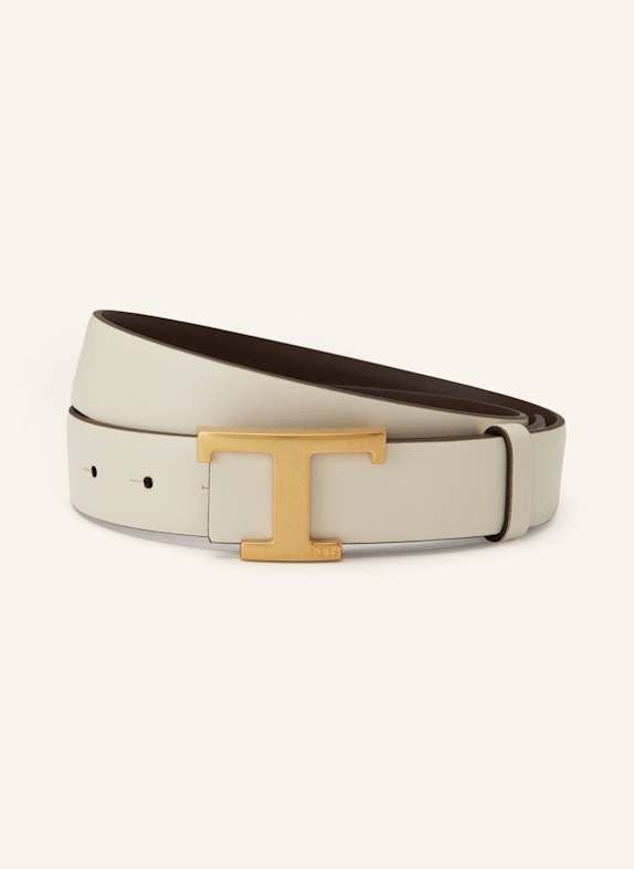 TOD'S Reversible leather belt DARK BROWN / CREAM