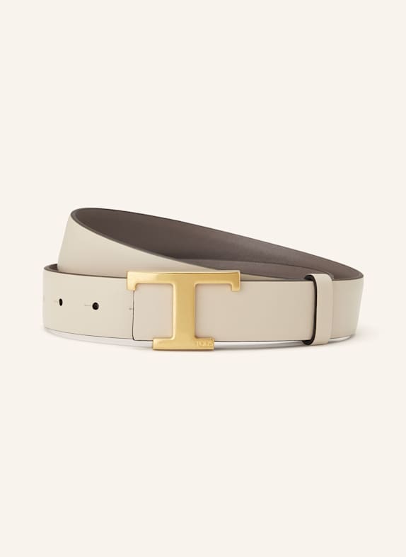 TOD'S Reversible leather belt BEIGE / GRAY