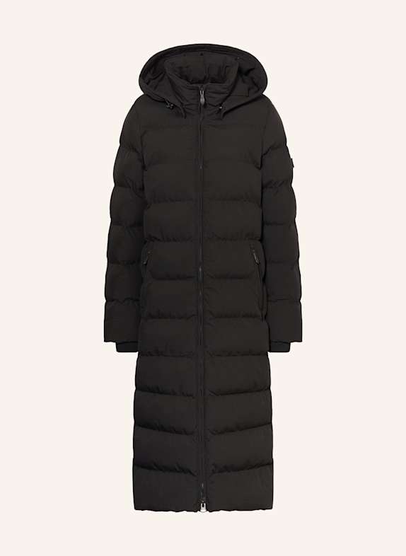 WELLENSTEYN Steppmantel GOLDMINE EXTRA LONG mit abnehmbarer Kapuze SCHWARZ