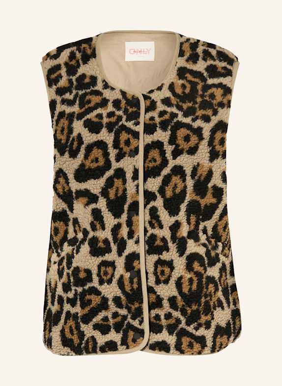 ONLY Teddyfell-Weste BEIGE / SCHWARZ / BRAUN
