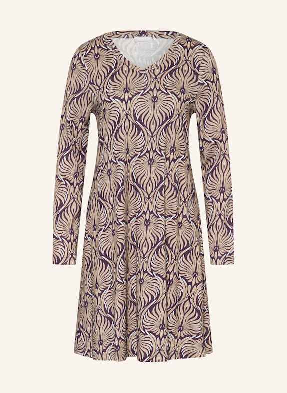 HANRO Nachthemd SLEEP & LOUNGE DUNKELLILA / BEIGE / CREME