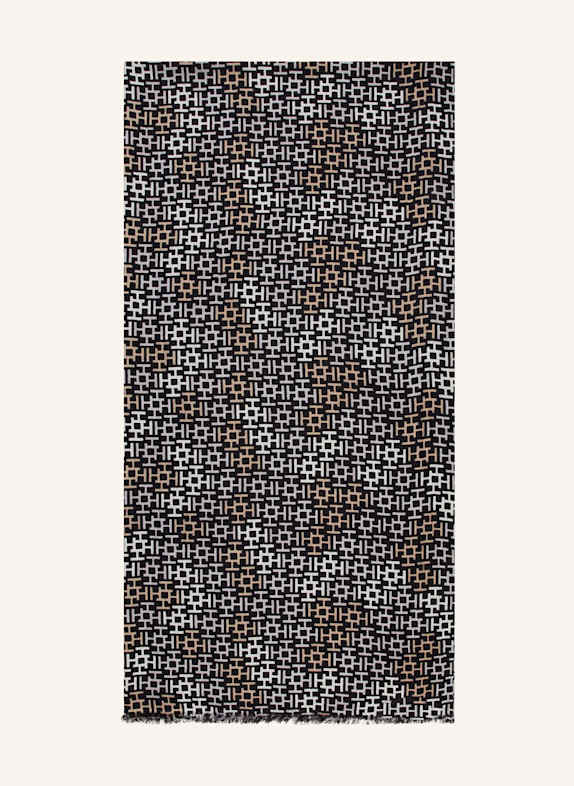 HEMISPHERE Cashmere-Schal mit Seide SCHWARZ/ BEIGE/ ECRU