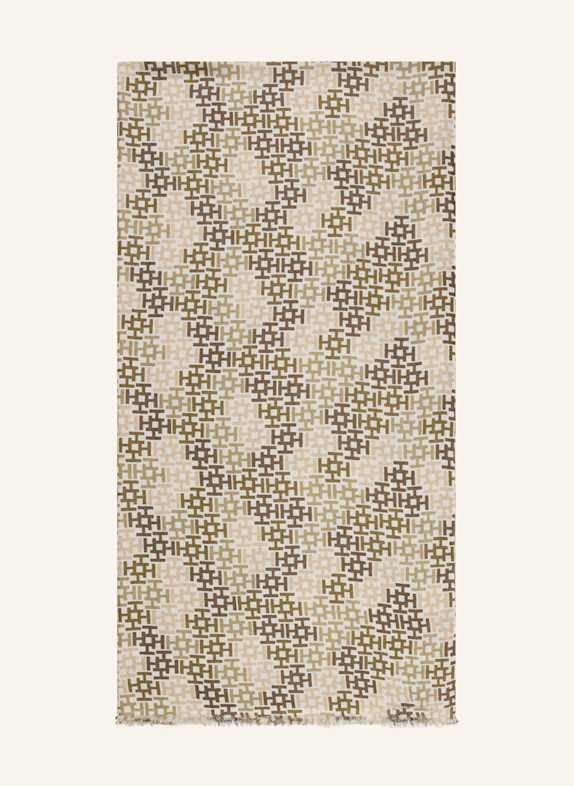 HEMISPHERE Cashmere-Schal mit Seide OLIV/ KHAKI/ BEIGE
