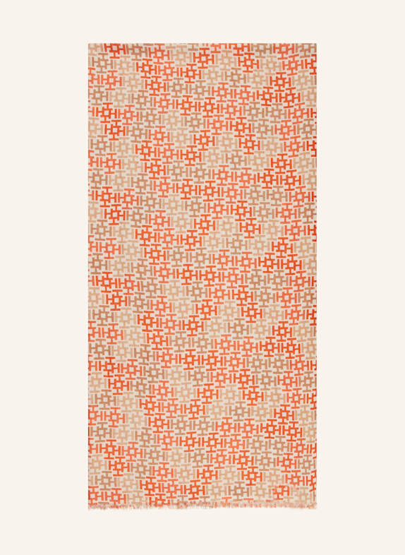 HEMISPHERE Cashmere-Schal mit Seide BEIGE/ ORANGE/ HELLBRAUN