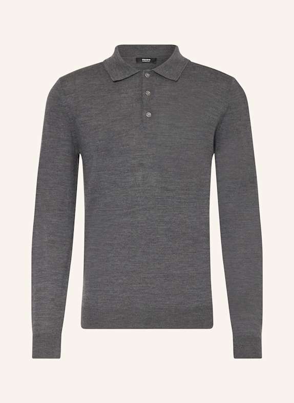 REISS Koszulka polo z dzianiny TRAFFORD z wełny merino CZIEMNOSZARY