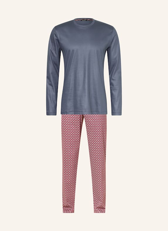 HANRO Schlafanzug NIGHT & DAY BLAU/ ROT