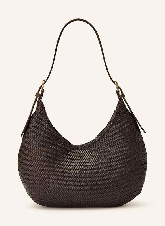 DRAGON DIFFUSION Torebka hobo LUNA MEZZA MEDIUM CIEMNOBRĄZOWY