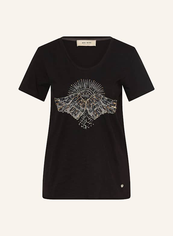 MOS MOSH T-Shirt MMNADINE mit Schmuckperlen und Pailletten SCHWARZ