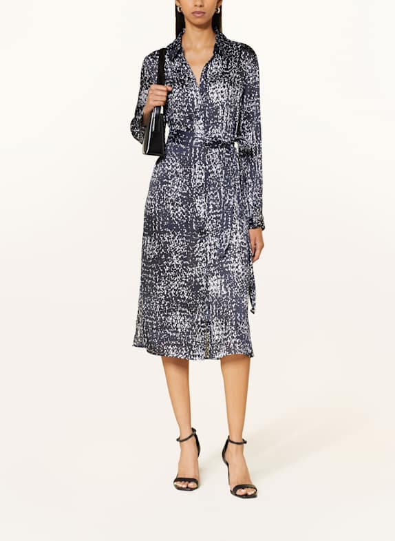 Calvin Klein Robe chemise en satin BLEU FONCÉ/ NOIR/ BLANC