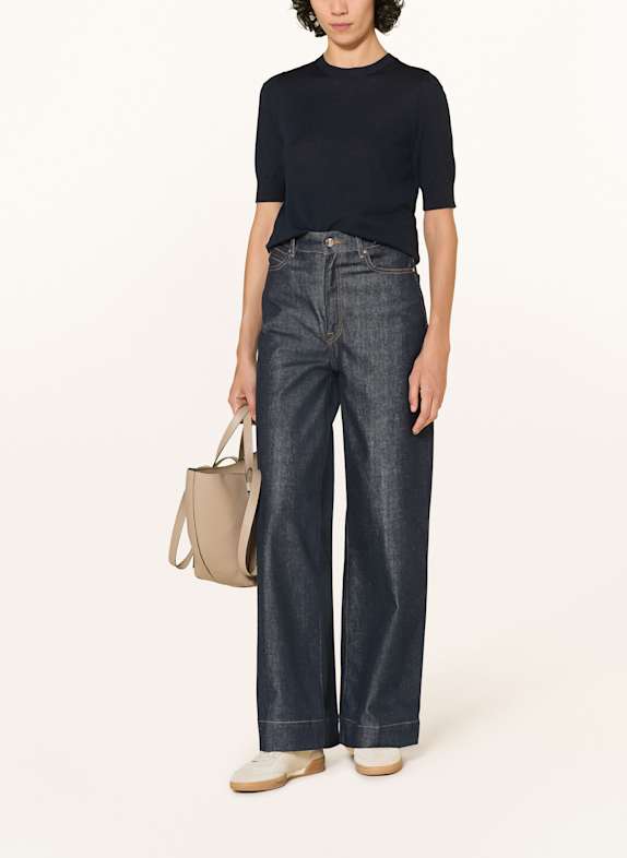 BOSS Gebreid shirt FARBELLA DONKERBLAUW