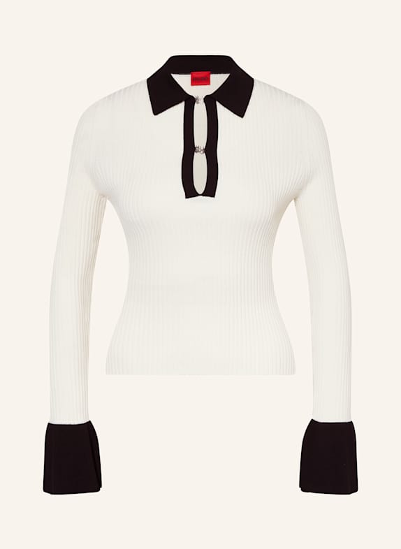 HUGO Strick-Poloshirt SHARRO WEISS/ SCHWARZ