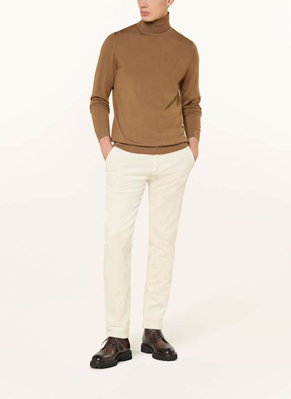 PAUL Trui met col van merinowol COGNAC