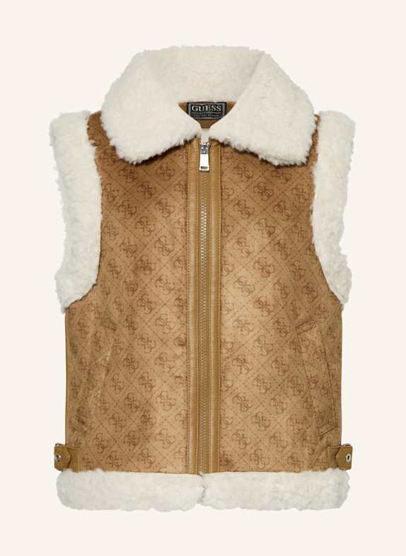GUESS Weste mit Teddyfell BRAUN/ ECRU