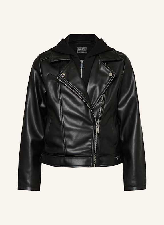 GUESS Jacke in Lederoptik SCHWARZ
